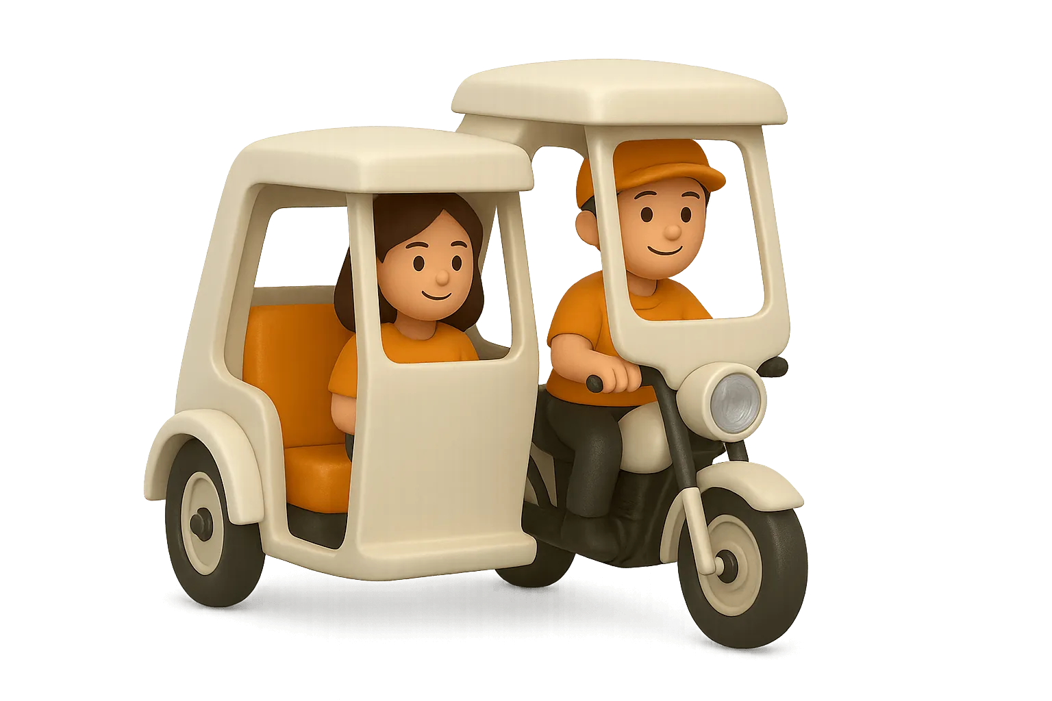 Passenger and driver riding a tricycle